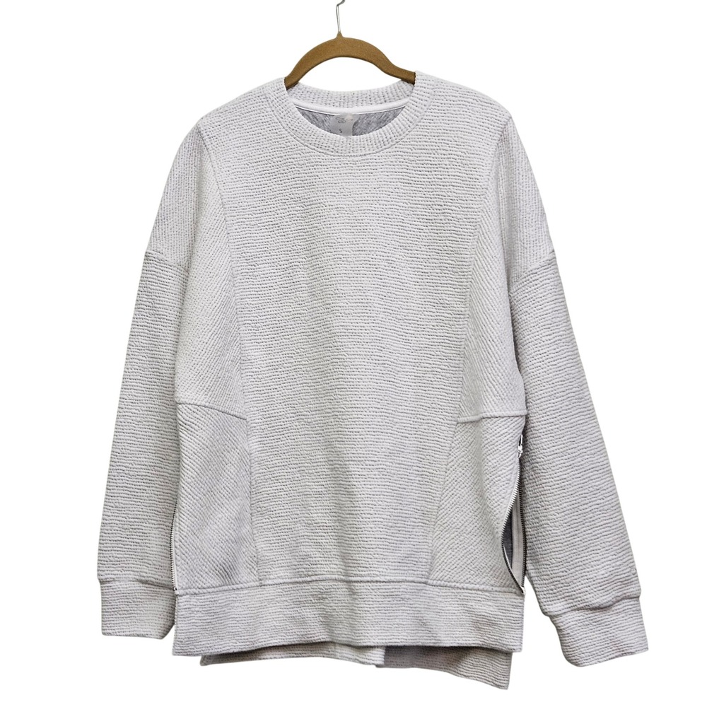 Calia Sweatshirt Women Small Gray Textured Side Zipper Athleisure Pullover Top